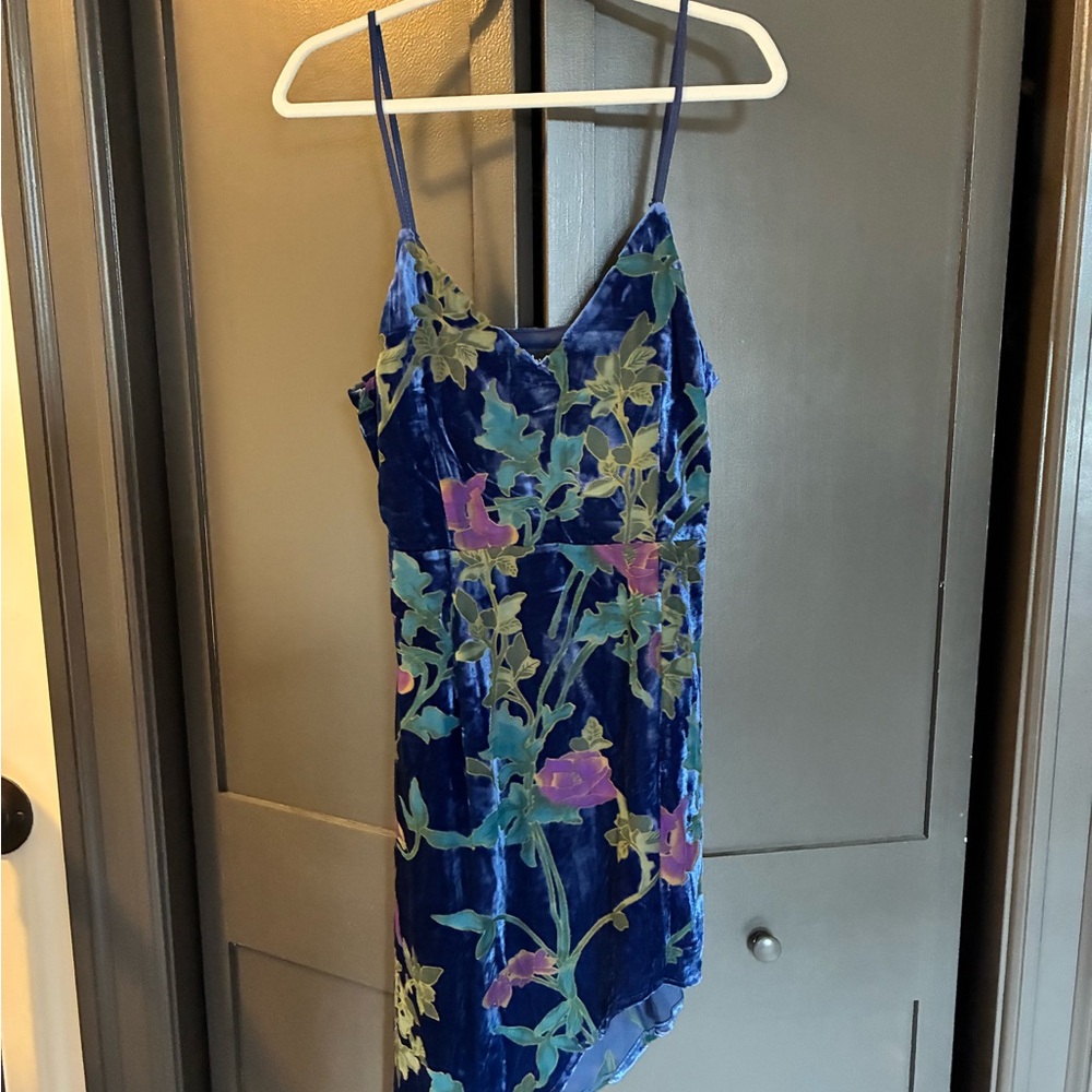 Lulu's Deep Blue Velvet Dress